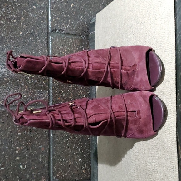 SAM EDELMAN ASHER SUEDE PEEP TOE HEELS SIZE 9 4 INCH HEELS GLADIATOR - Picture 2 of 13